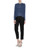 Cropped Cotton Trousers, Black