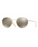 Hassett Mirrored Round Sunglasses, Gold/Gray