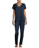 Livia Lace-Trim Pajama Set