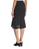 Eyelet Peplum Pencil Skirt, Black