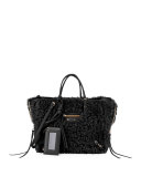 Papier A6 AJ Zip-Around Shearling Fur Tote Bag, Black