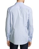 Cotton-Linen Wrinkle-Resistant Sport Shirt, Light Blue