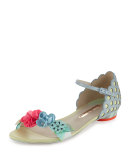 Lilico Floral Sequin Flat Sandal, Pearl Blue