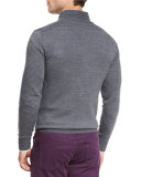 Striped Quarter-Zip Sweater, Charcoal