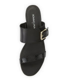 Bien Double-Strap Buckle Slide Sandal, Black