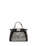 Peekaboo Micro Crystal Satchel Bag, Black