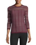 Two-Way Street Sheer Striped Sweater, Plum