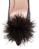 lilo pouf point-toe glitter pump, midnight