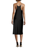 Sleeveless Reversible Satin Slip Dress, Copper/Black
