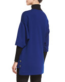 Side-Button Half-Sleeve Tunic, Prussian Blue