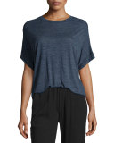 Cuffed-Sleeve Heathered Cocoon Top