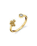 Diamond Rose Open Ring in 18K Gold, Size 6.75
