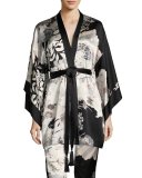 Yuzen Floral-Print Silk Wrap, Multi Pattern