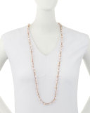 Quartz Beaded Crocheted Necklace,46"