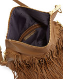Andrew Fold-Over Fringe Clutch Bag, Camel