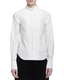 Long-Cuffed Poplin Tuxedo Blouse