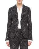 Crosshatch Jacquard One-Button Jacket, Black
