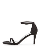 Naked Leather Low-Heel Sandal, Black