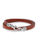 Men's Chevron Double-Wrap Leather Bracelet, Brown