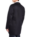 Reversible Button-Down Car Coat, Navy/Brown
