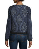 Maverick Embellished & Embroidered Bomber Jacket, Midnight