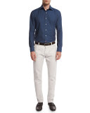 Five-Pocket Straight-Leg Denim Jeans, Chalk
