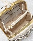 Embellished Feather Dome Clutch Bag, Porcelain White