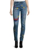 Joana Paint-Splatter Skinny Jeans, Multi