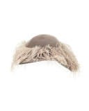 Structured Wave Feather Hat, Gray