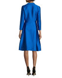 3/4-Sleeve Midi Coat Dress