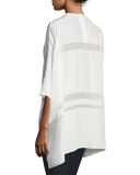 Olea Sheer-Inset Silk Top, Off White