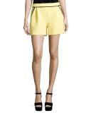 Ribbed Knit Shorts w/ Contrast Piping, Yellow/Black