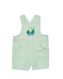 Striped Seersucker Golf Cart Overalls, Green, Size 3-24 Months