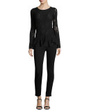 High-Waist Stretch-Knit Pants, Black