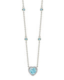 Grace 18k White Gold Blue Topaz Heart Pendant Necklace