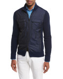 Cotton-Tech Hybrid Zip-Front Jacket, Navy