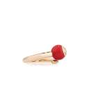 Capriful Red Resin Droplet Bypass Ring in 18K Rose Gold