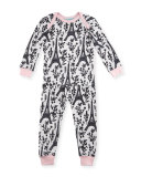 Eiffel Tower Pajama Shirt & Pants, White/Black/Pink, Size 3-24 Months