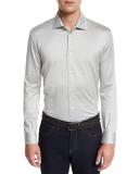 Long-Sleeve Button-Down Polo Shirt, Gray