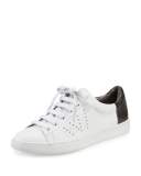 Varin Leather Low-Top Sneaker, Optic White/Gunmetal