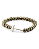 Faceted Champagne Pyrite Bead Bracelet with Diamond Cross Station