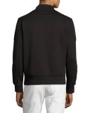 Quilted Moto Zip Sweatshirt Jacket, Black