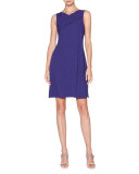 Sleeveless Grecian-Drape Dress, Indigo