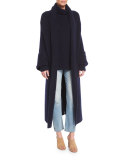 Rubida Long-Sleeve Funnel-Neck Sweater, Navy