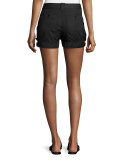 Cotton-Blend Buckled Mid-Rise Shorts, Black