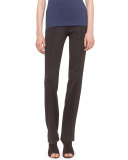 Straight-Leg Side-Zip Pants, Black
