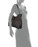 Beverly Medium Flat Hobo Bag, Black