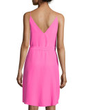 Alex Sleeveless Wrap Dress, Pink Lacquer