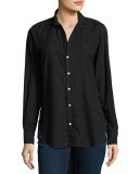 Grayson Brushed Italian Twill Shirt, Black