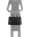 Intrecciato Large Accordion Tote Bag, Black